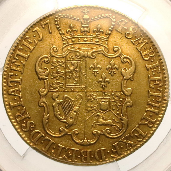 アンティークコイン の様なもの イギリス 1748年銘 2ギニー金貨 Two Guineas ジョージ2世 PCGS